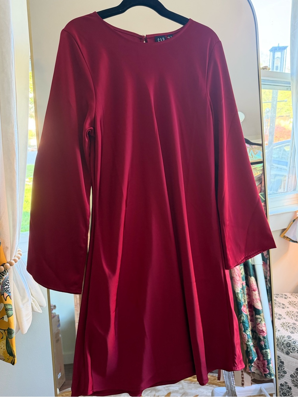 NWT Gap red satin bell sleeve dress